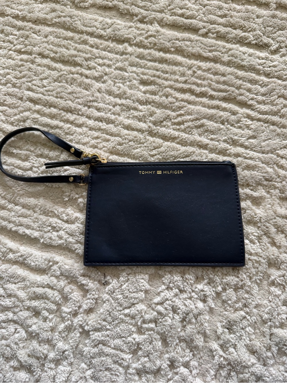 Tommy Hilfiger Navy Wristlet Wallet Clutch Zip Logo Preppy Designer